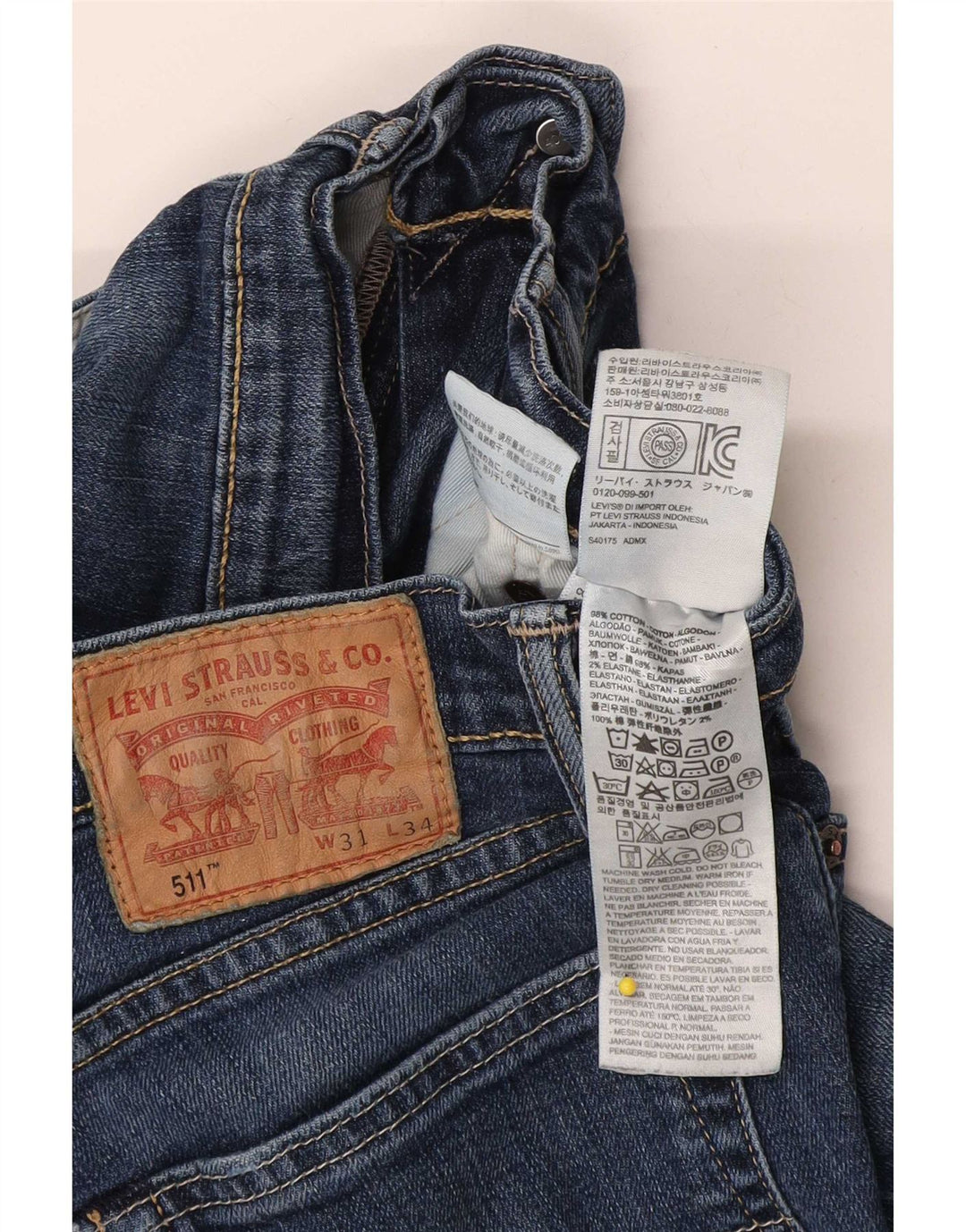 Levi's Masculino 511 Slim Jeans W31 L34 Azul Algodão
