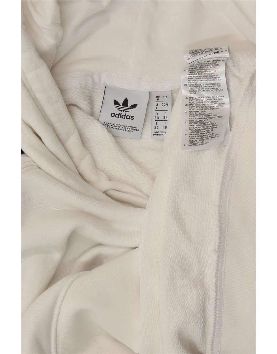 ADIDAS Womens Crop Oversized Hoodie Jumper UK 8 Pequeno Algodão Branco