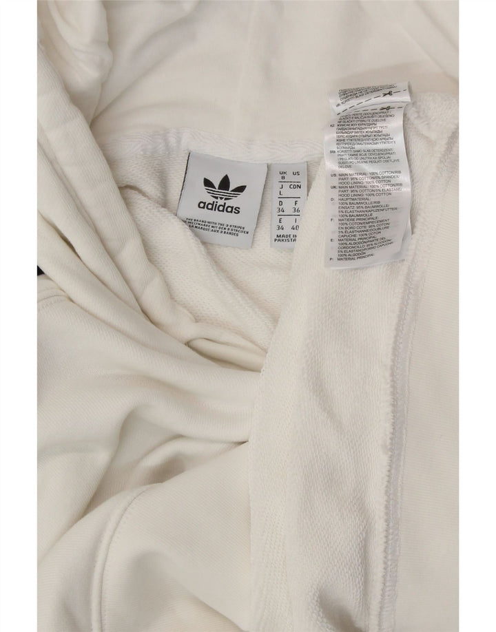 ADIDAS Womens Crop Oversized Hoodie Jumper UK 8 Pequeno Algodão Branco
