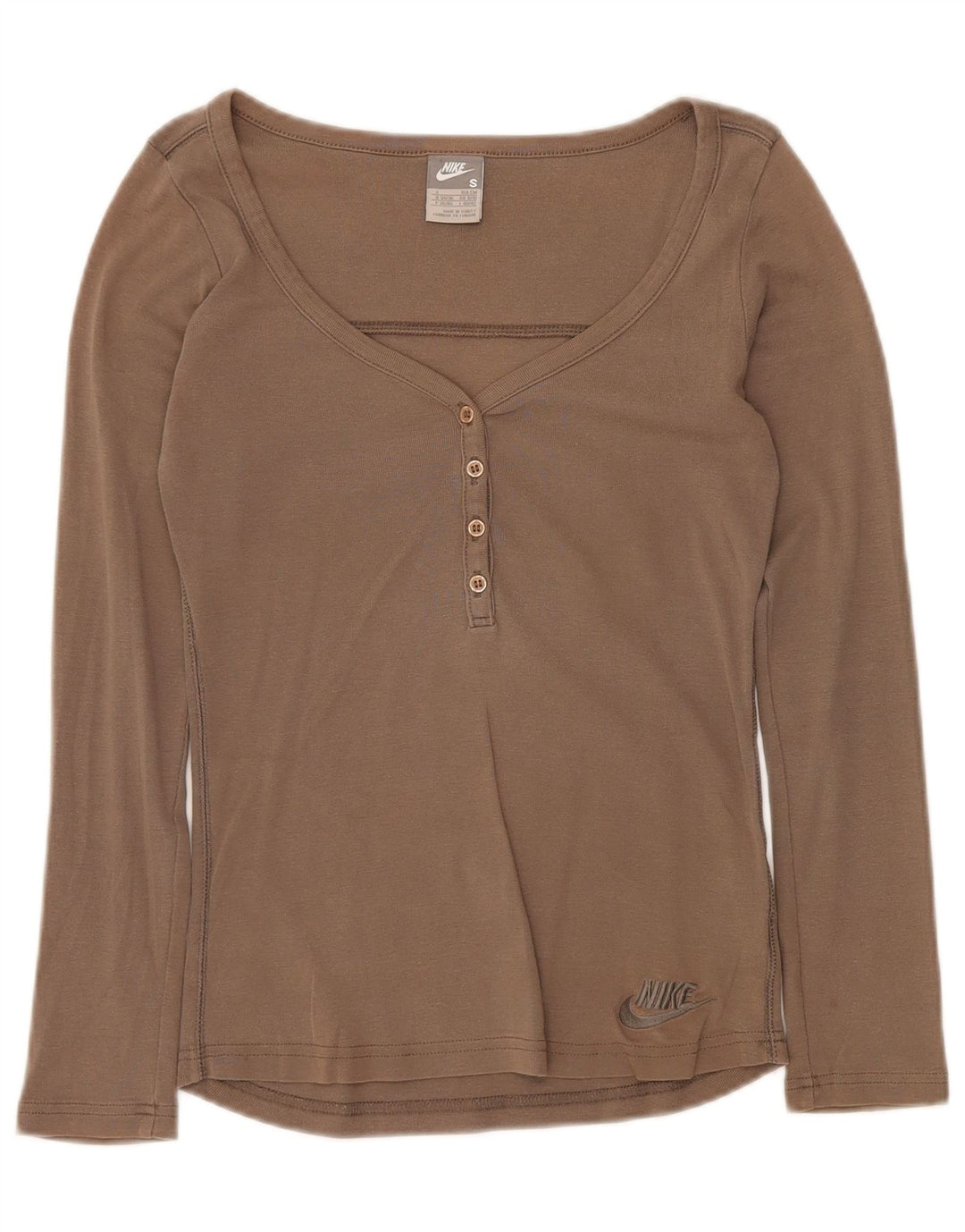 Top feminino NIKE de manga comprida UK 8/10 pequeno cinza algodão