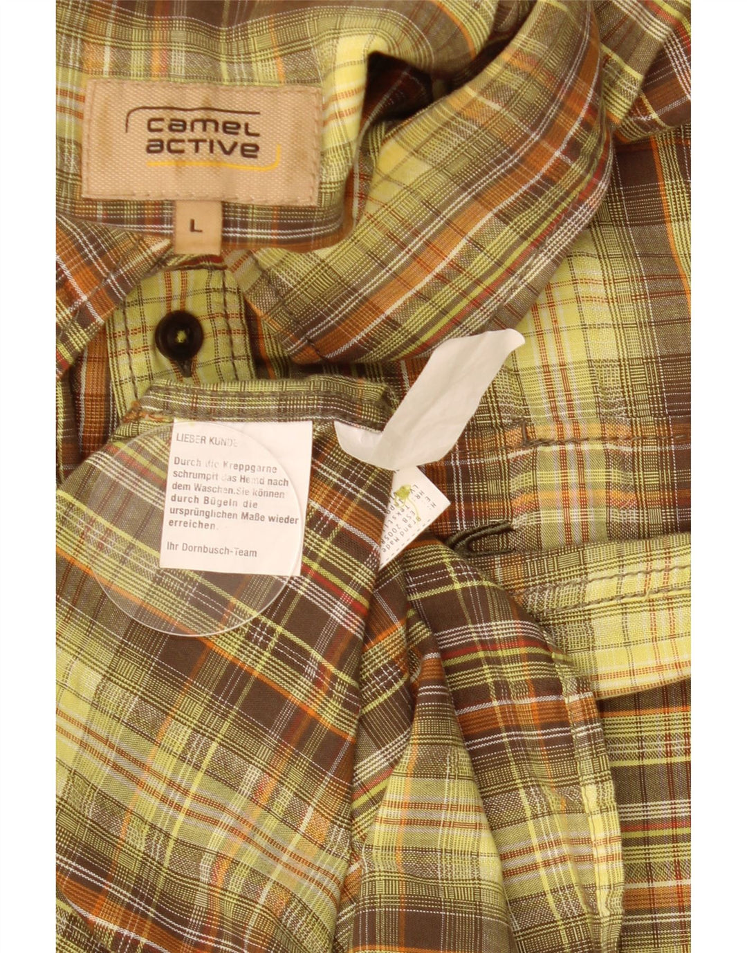 Camel Active Camisa masculina de manga curta grande xadrez amarelo