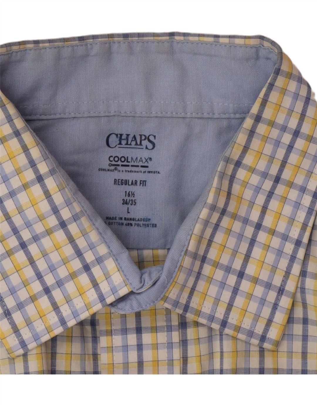 Camisa masculina Chaps Regular Fit tamanho 16 1/2 grande algodão xadrez multicolorido