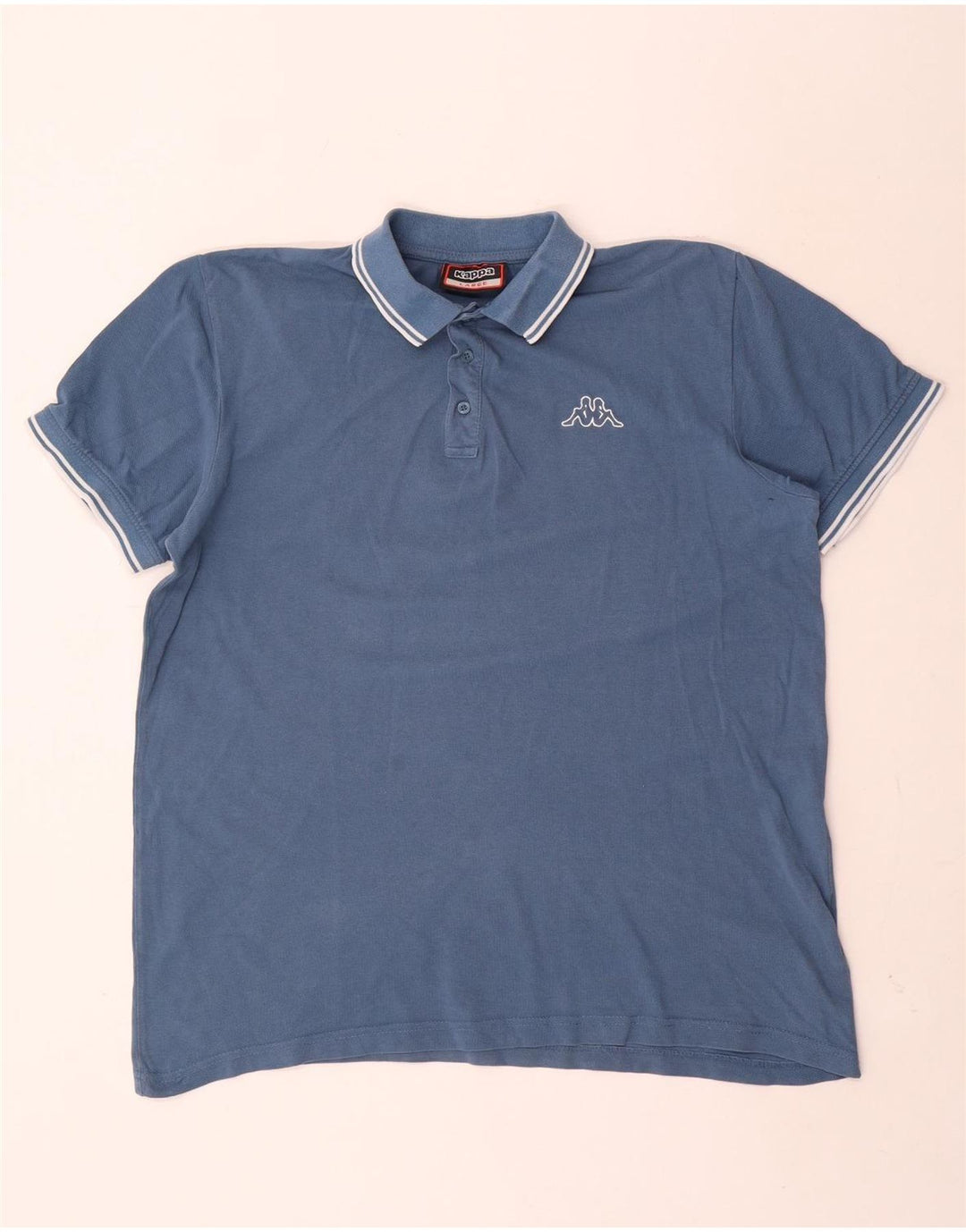 Camisa polo masculina Kappa grande algodão listrado azul