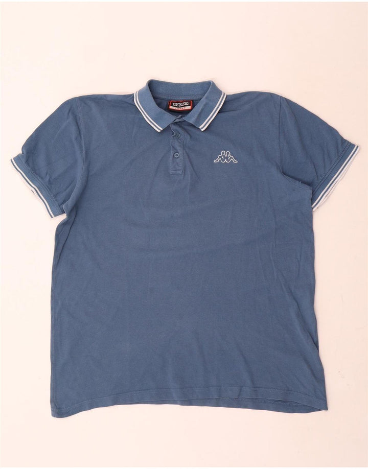 Camisa polo masculina Kappa grande algodão listrado azul