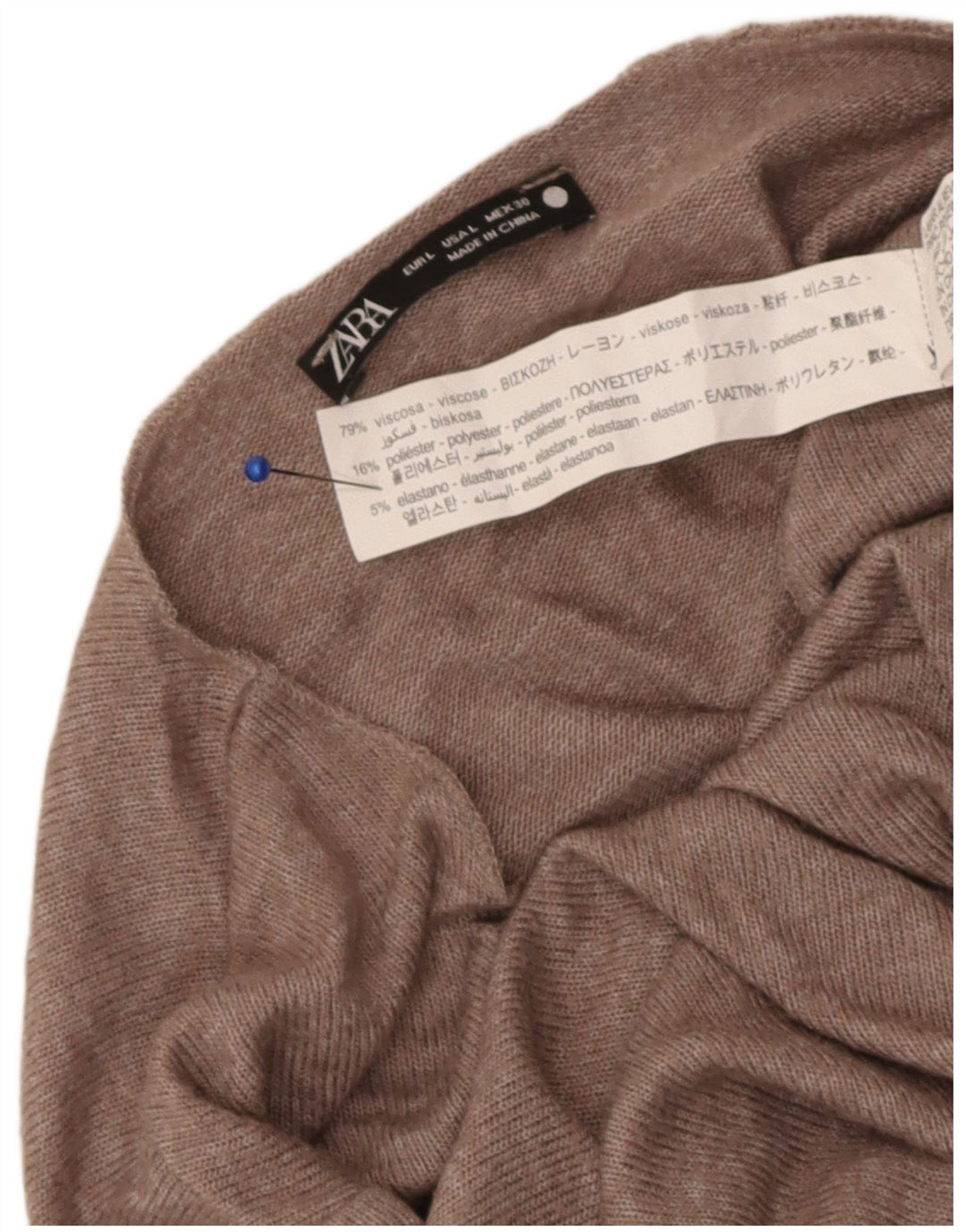 Blusa feminina Zara Top UK 14 grande viscose marrom