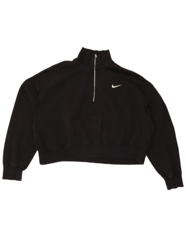 Moletom feminino Nike oversized com zíper e gola alta UK 18 XL algodão preto