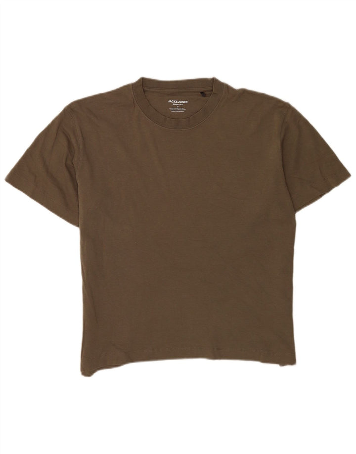 Camiseta masculina Jack & Jones Top pequeno algodão cáqui