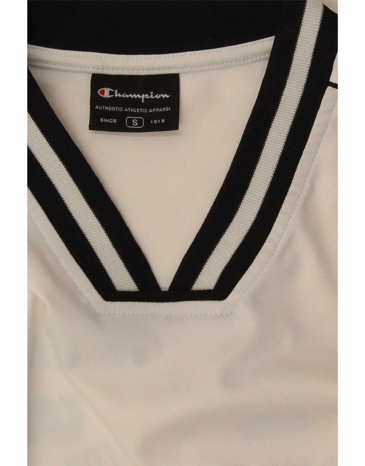 Camiseta masculina gráfica Champion pequena branca