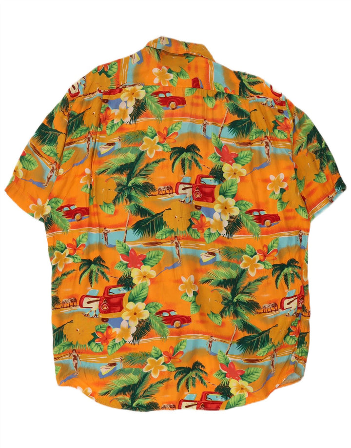 PETER ELLIOT Camisa masculina de manga curta grande floral havaiana multicolorida