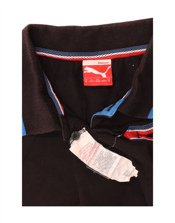 Camisa polo masculina PUMA de algodão preto médio