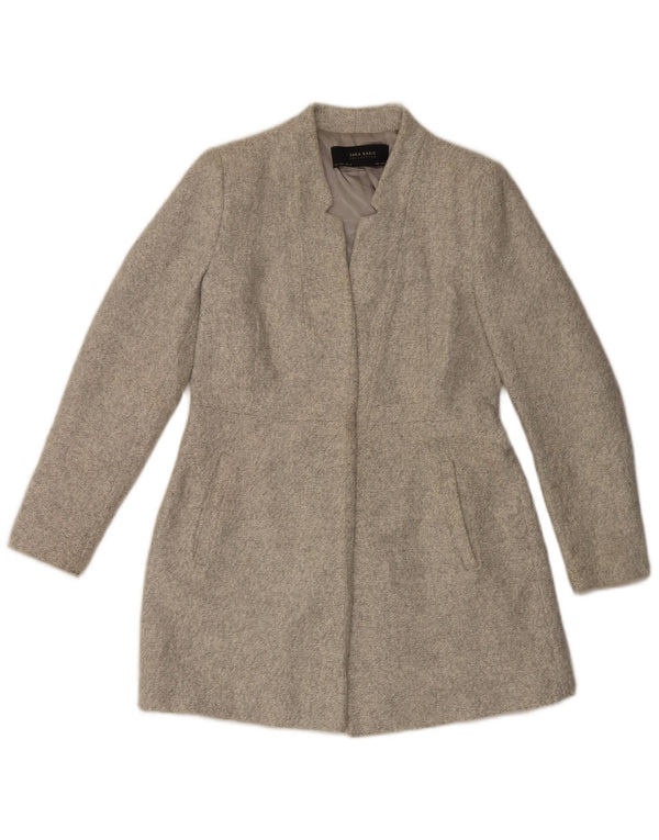 Sobretudo feminino Zara UK 14 grande poliéster cinza