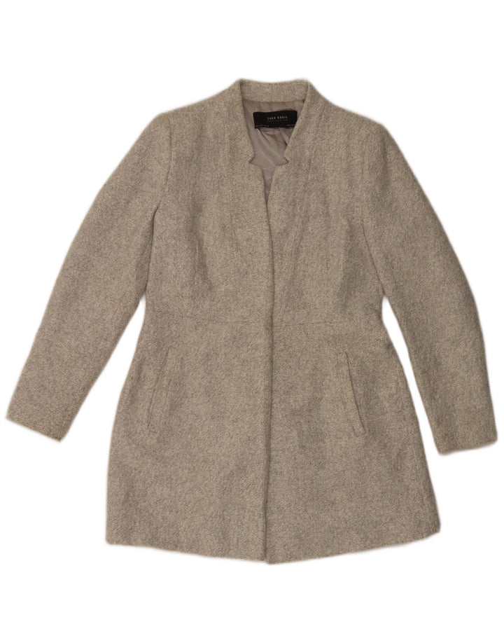 Sobretudo feminino Zara UK 14 grande poliéster cinza