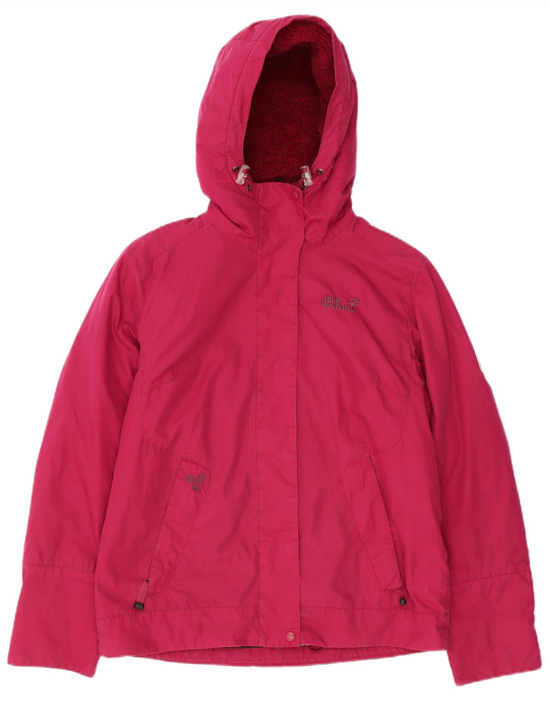 Jaqueta corta-vento feminina com capuz JACK WOLFSKIN Reino Unido 12/14 rosa médio