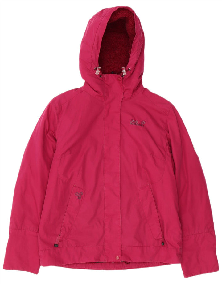 Jaqueta corta-vento feminina com capuz JACK WOLFSKIN Reino Unido 12/14 rosa médio
