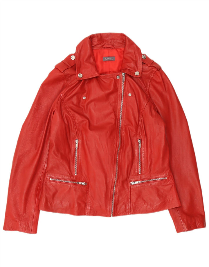 Jaqueta de motociclista feminina vintage Reino Unido 16 grande couro vermelho