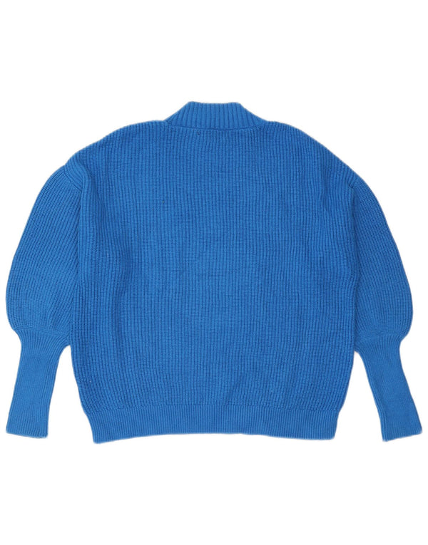 Suéter feminino Marks & Spencer com gola tartaruga Reino Unido 16 grande viscose azul