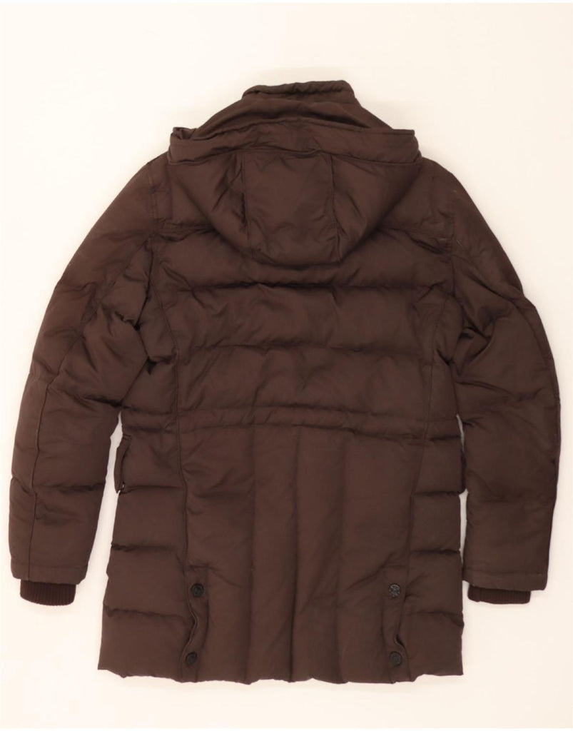 PAL ZILERI Mens Lab Hooded Padded Coat IT 48 Medium Brown Polyester Vintage Pal Zileri and Second-Hand Pal Zileri from Messina Hembry 
