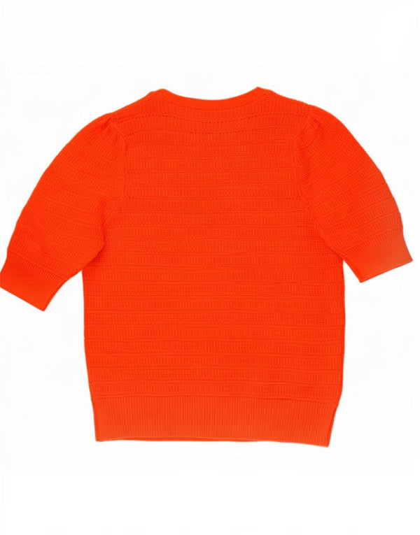 Suéter feminino Marks & Spencer com gola redonda Reino Unido 12 médio laranja