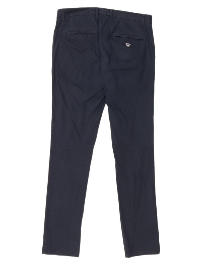 ARMANI Mens Slim Chino Calças IT 48 Médio W32 L33 Algodão Azul Marinho