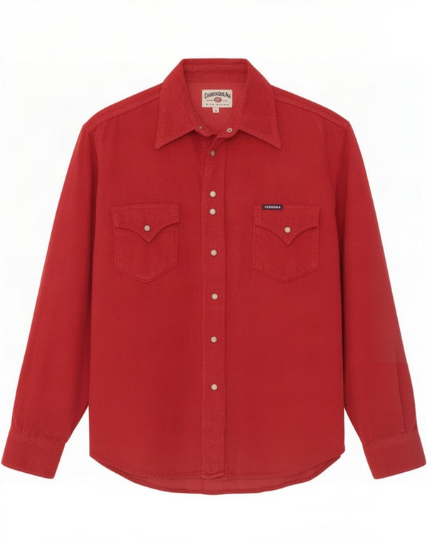 Camisa feminina de veludo Carrera UK 16 grande algodão vermelho