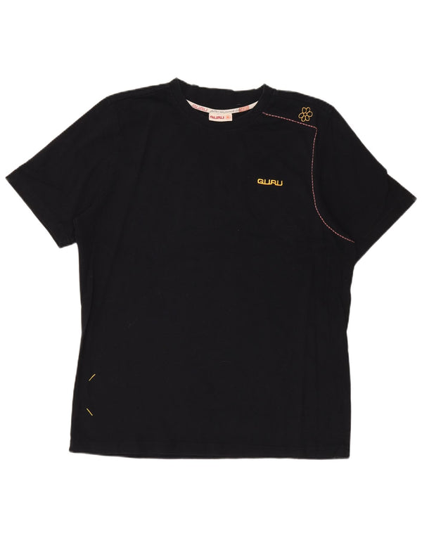 Camiseta feminina gráfica Guru UK 20 2XL algodão preto