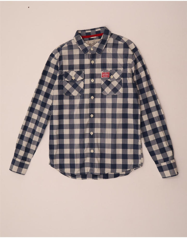 Camisa masculina Superdry 2XL algodão guingão azul