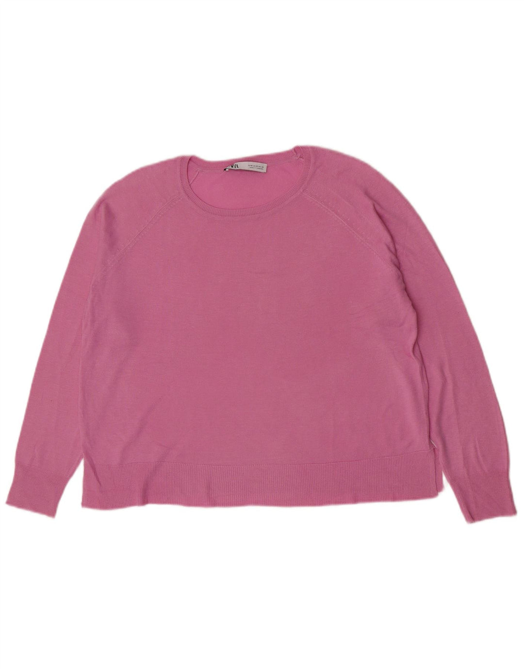 Zara Suéter feminino com gola canoa e gola redonda, Reino Unido 14, rosa médio