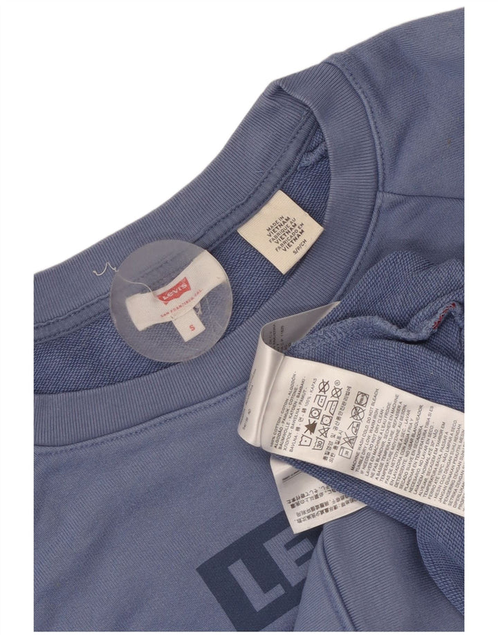 Moletom feminino Levi's com estampa oversized, Reino Unido 10, pequeno, azul, algodão
