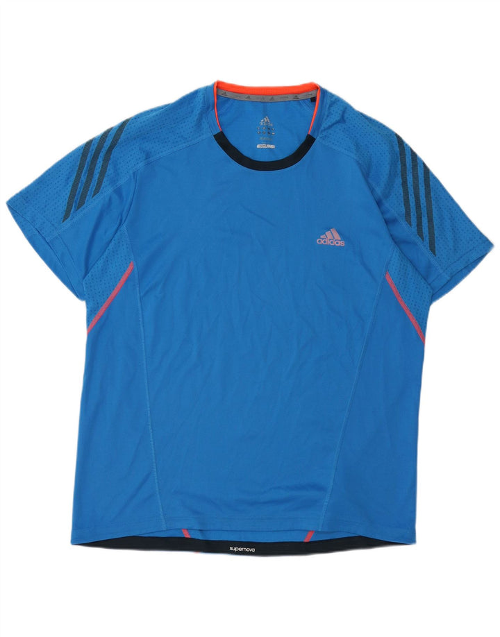 ADIDAS Mens Climalite Camiseta Top Grande Azul Poliéster