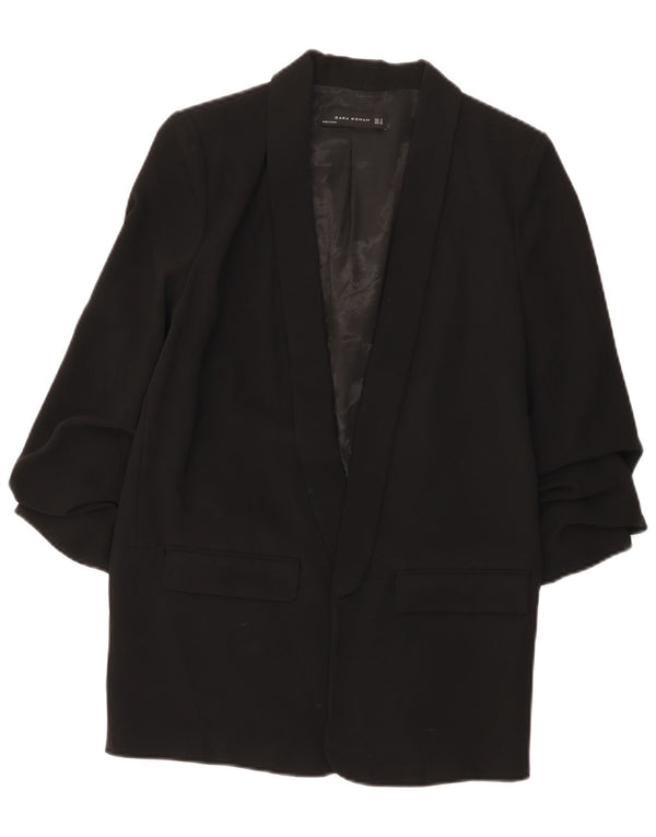 Zara Jaqueta Blazer Feminina Manga 3/4 Aberta Reino Unido 14 Médio Preto