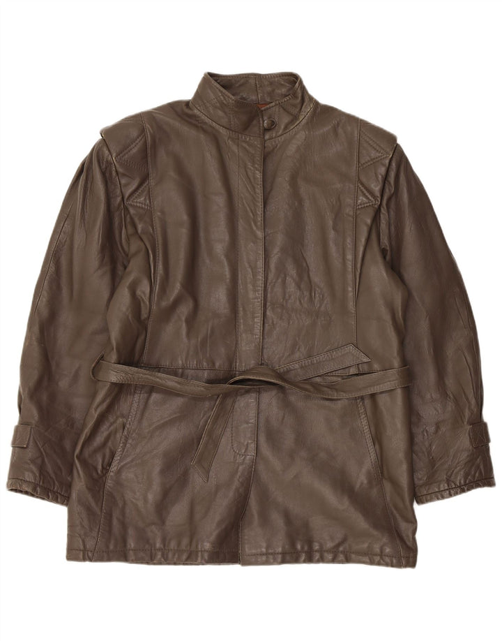 Jaqueta de couro feminina VINTAGE IT 48 XL couro marrom