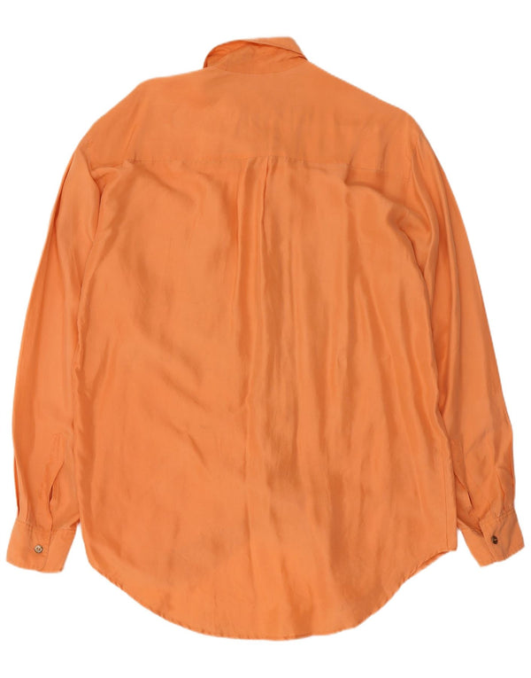 Camisa masculina vintage pequena seda laranja