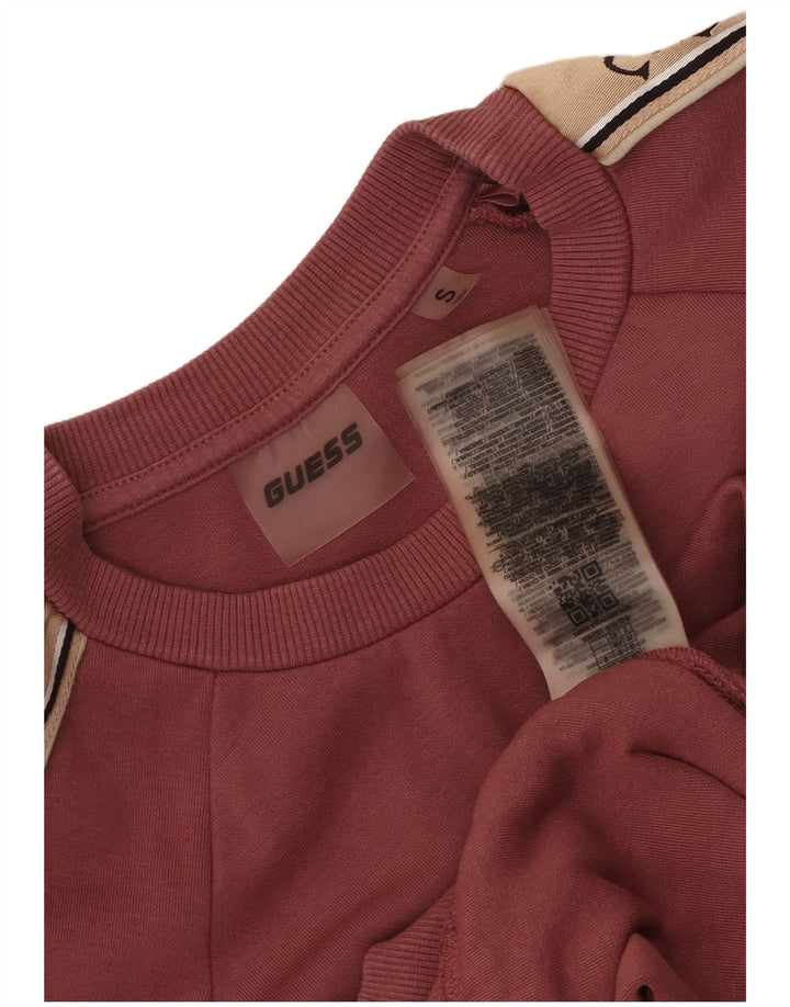 Suéter gráfico feminino Guess UK 10 pequeno bloco colorido rosa
