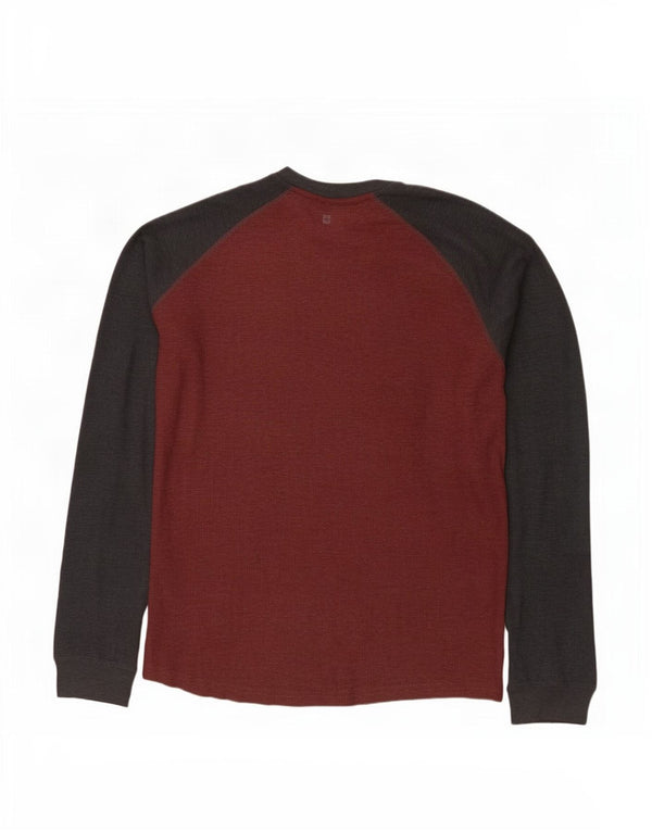 Mountain Warehouse Mens Top Manga Longa 3XL Algodão Colourblock Borgonha