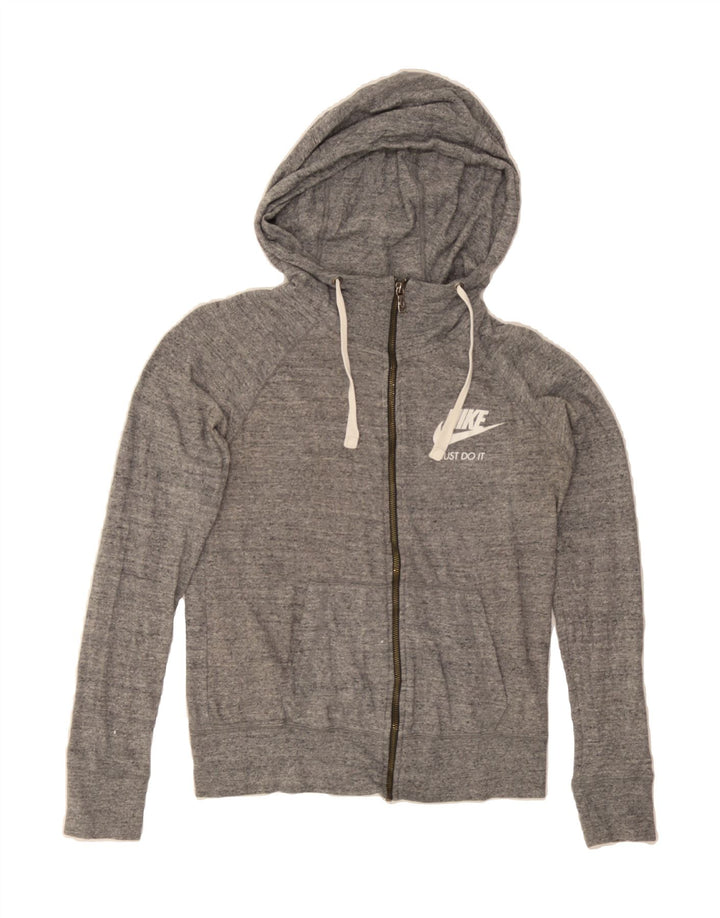 NIKE Womens Zip Hoodie Sweater UK 10 Small Grey Cotton Vintage Nike and Second-Hand Nike from Messina Hembry 