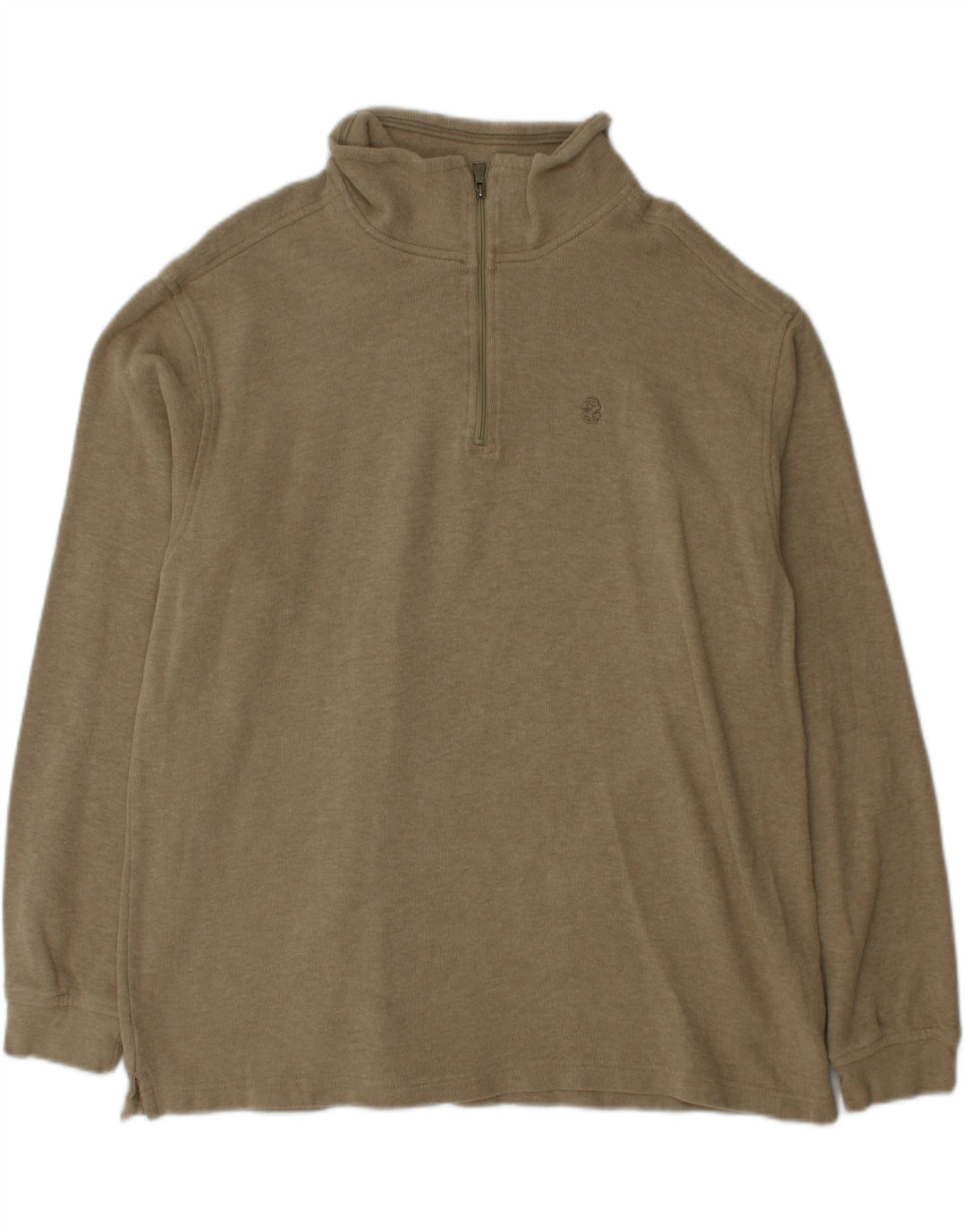 IZOD Mens Zip Neck Jumper Sweater XL Beige Cotton Vintage Izod and Second-Hand Izod from Messina Hembry 