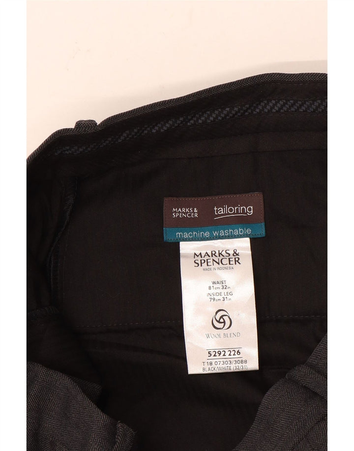 Calça masculina de terno reto Marks & Spencer W32 L31 poliéster cinza
