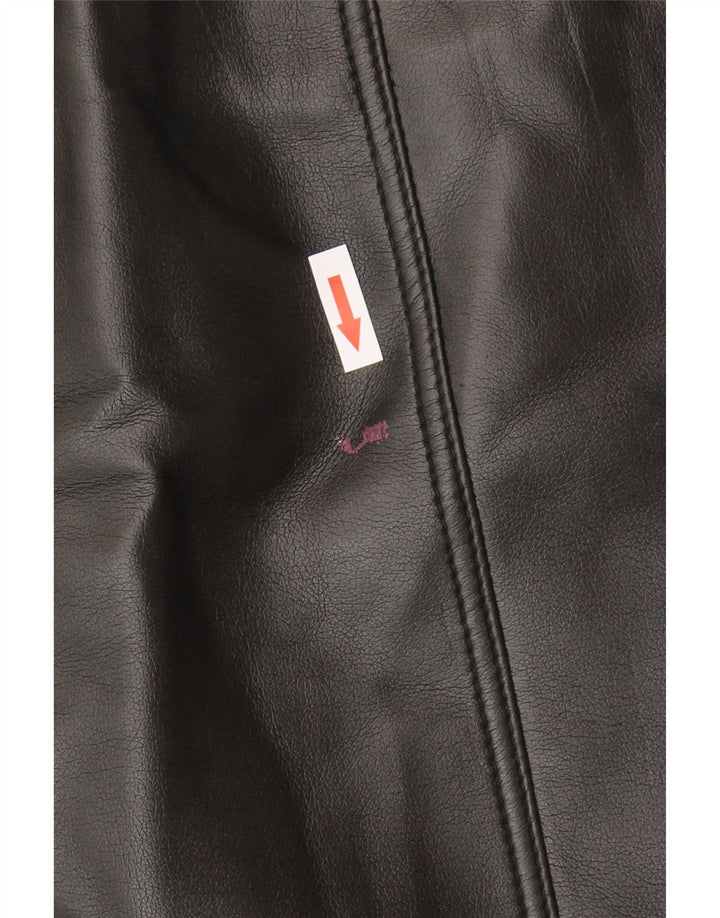 Mini saia feminina vintage de couro grande W34 preta