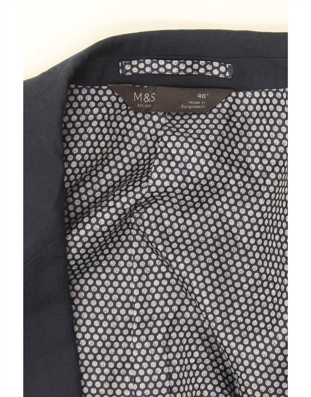 Jaqueta blazer masculina de 2 botões Marks & Spencer Reino Unido 46 XL azul marinho