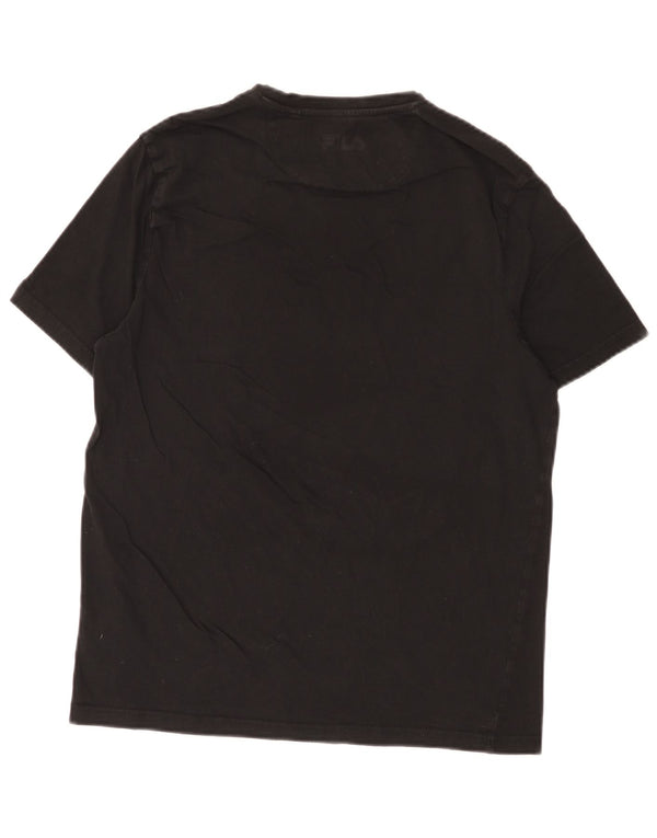 Fila Mens Graphic T-Shirt Top Médio Algodão Preto