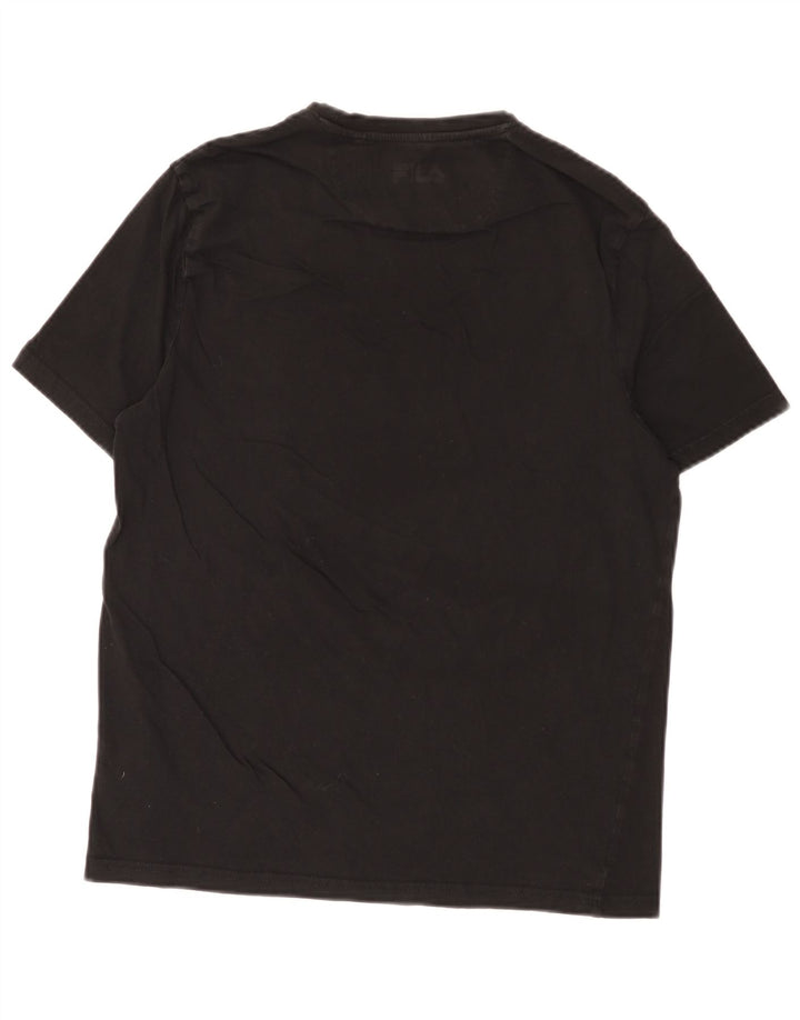 Fila Mens Graphic T-Shirt Top Médio Algodão Preto
