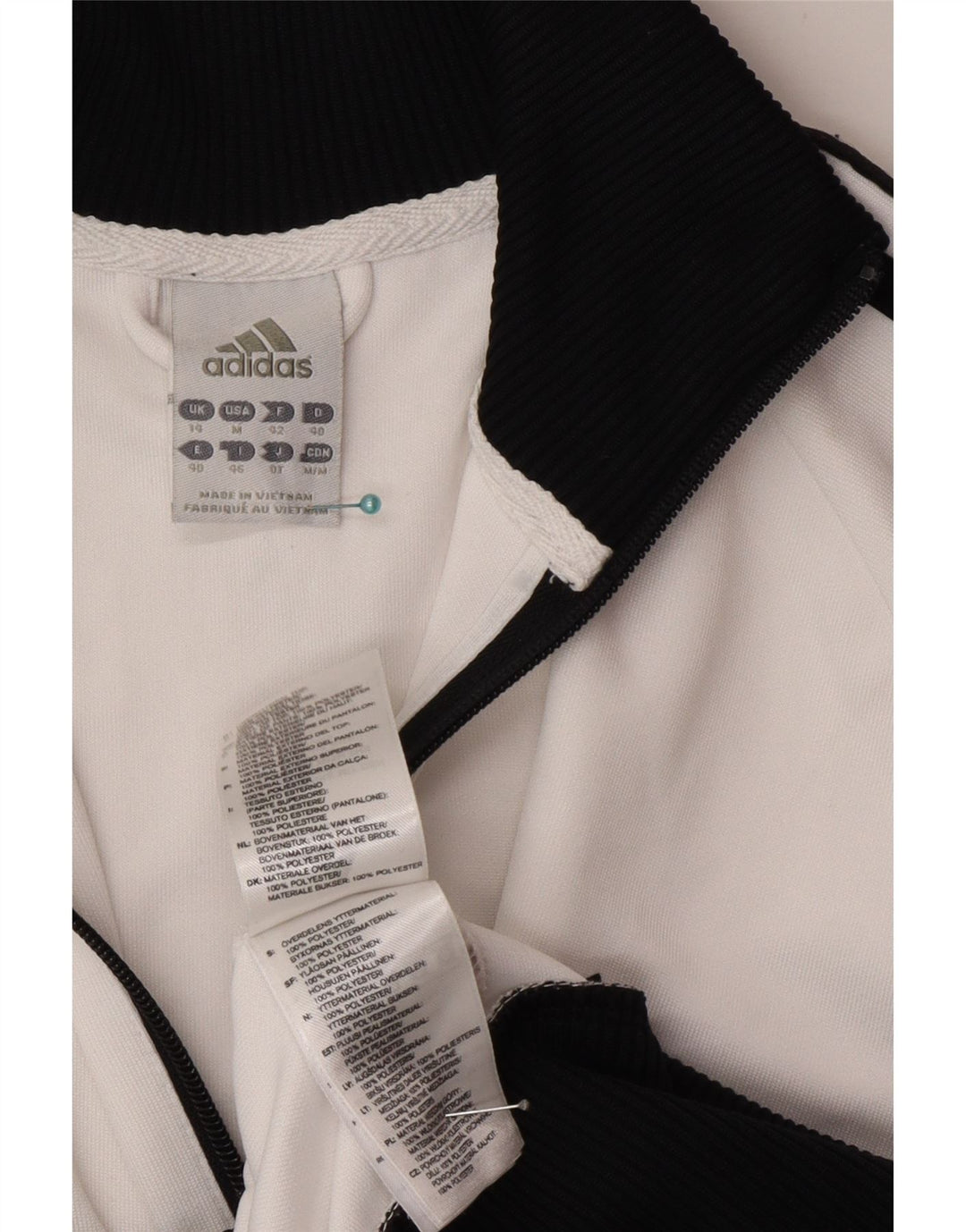 Adidas Womens Crop Tracksuit Top Jacket UK 14 médio Branco Colourblock