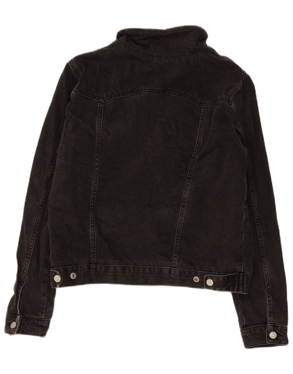 Jaqueta jeans feminina Topshop Sherpa Reino Unido 16 grande algodão preto