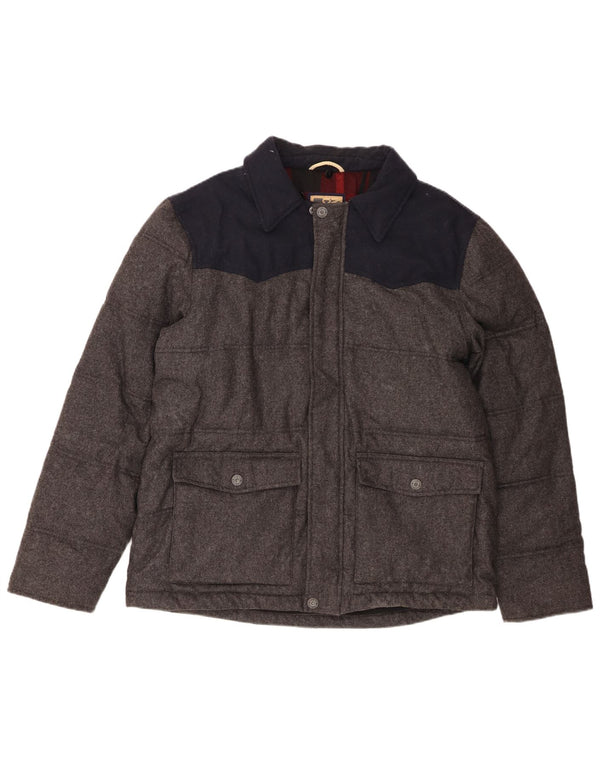 Jaqueta acolchoada masculina Marks & Spencer UK 41 grande cinza colorblock lã