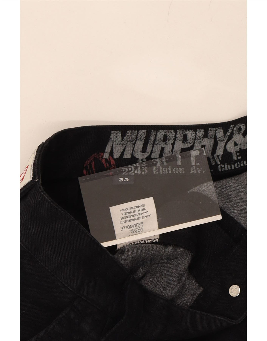 MURPHY & NYE Mens Straight Chino Trousers  W33 L28 Black Cotton Vintage Murphy & Nye and Second-Hand Murphy & Nye from Messina Hembry 
