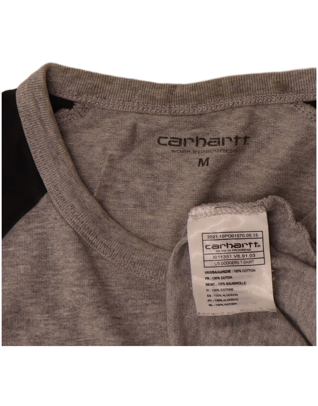 Top masculino Carhartt manga comprida cinza médio algodão colorblock