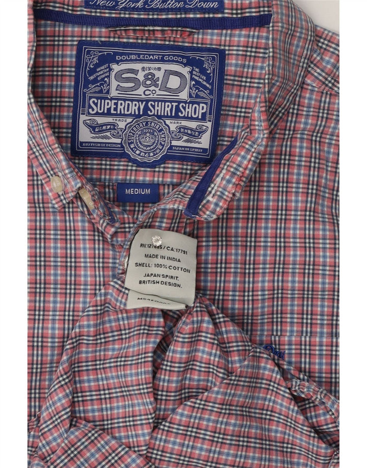 Camisa masculina Superdry médio rosa algodão guingão