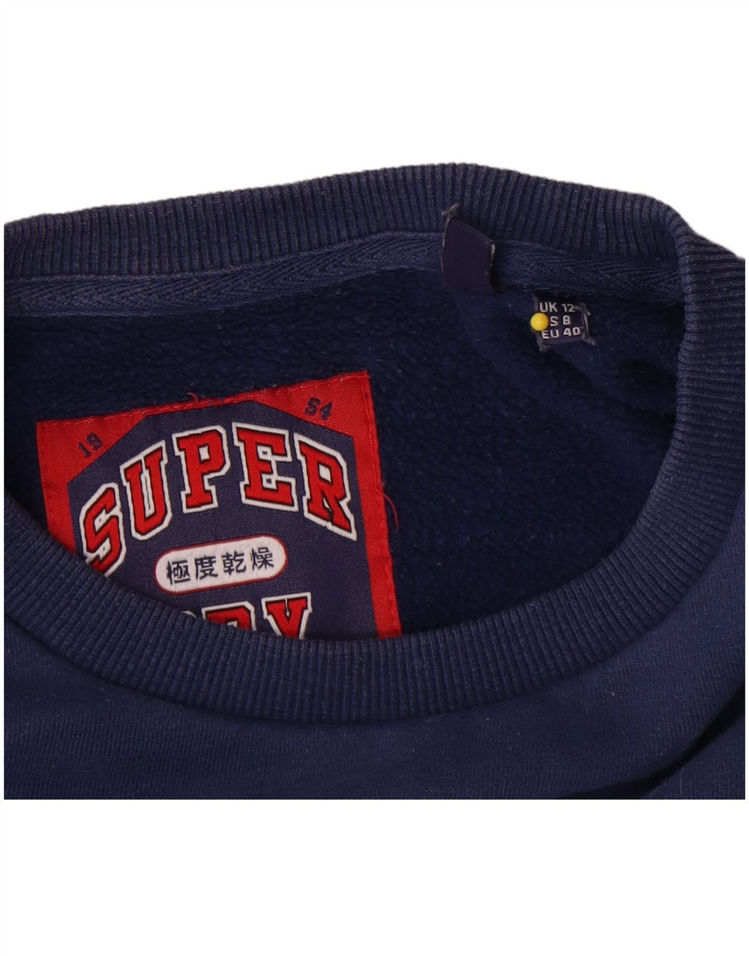 Superdry feminino gráfico oversized moletom jumper UK 12 médio azul marinho