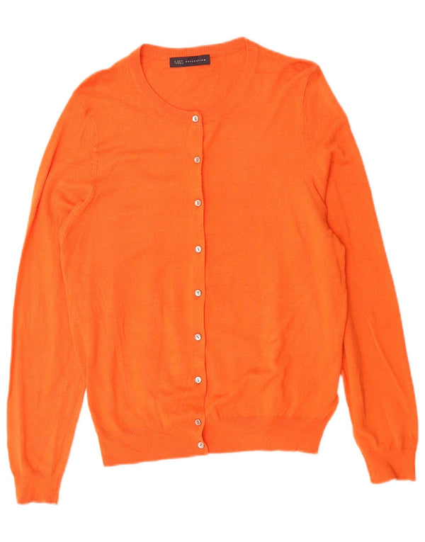 Suéter cardigã feminino Marks & Spencer UK 16 grande viscose laranja