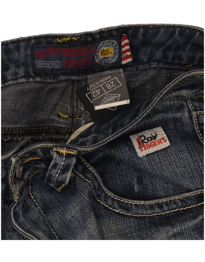 Calça jeans feminina Roy Rogers Seven Bell Straight IT 42 médio W28 L29 azul